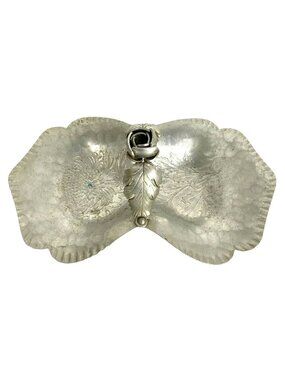 Continental Hand Wrought Aluminum Silver Double Candy Nut Dish